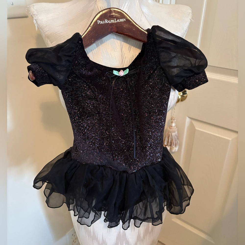 Princess Aurora Sparkling Black Kids Dance Costume size 3-4 nwt